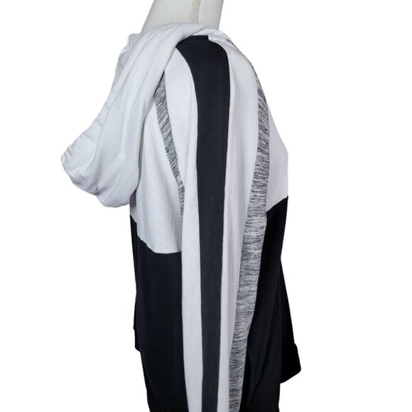 PINK Pullover Quarter Zipper Hoodie Pockets Block Color Black White Womens Small - Picture 5 of 14
